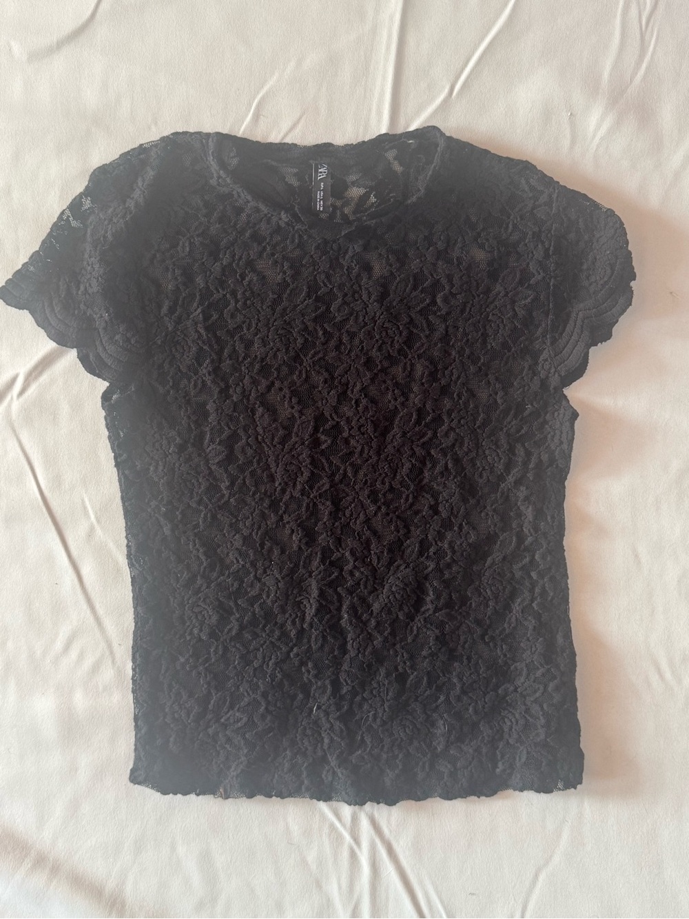 Zara Black Lace Shirt Sleeve Top